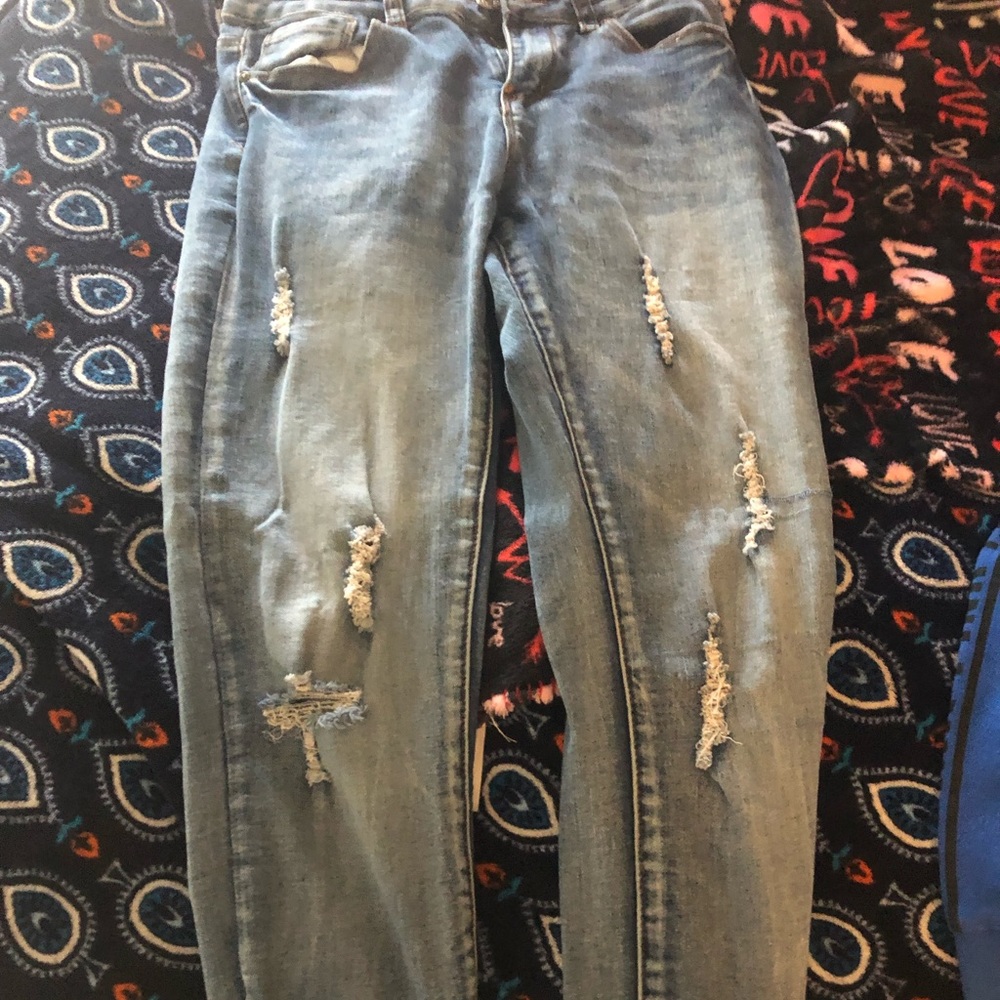 ripped jeans, perfect shape.